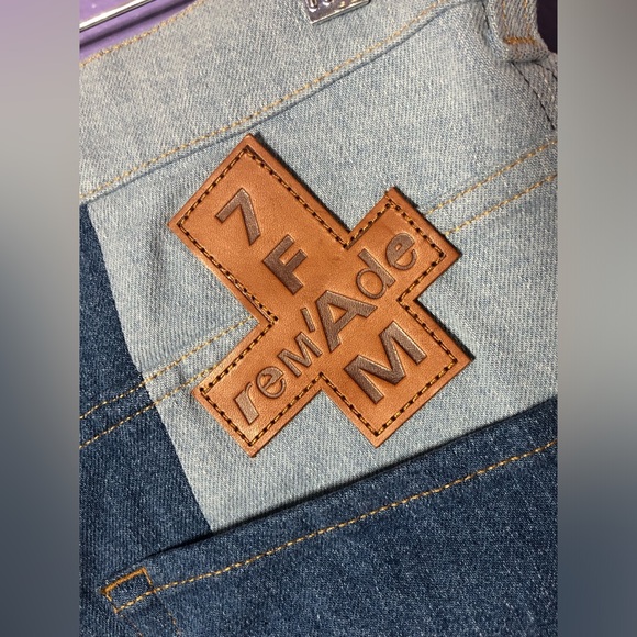 NWOT Marques Almeida x 7 For All Mankind Denim Patchwork Shorts Rem’ade Limited - Picture 5 of 7